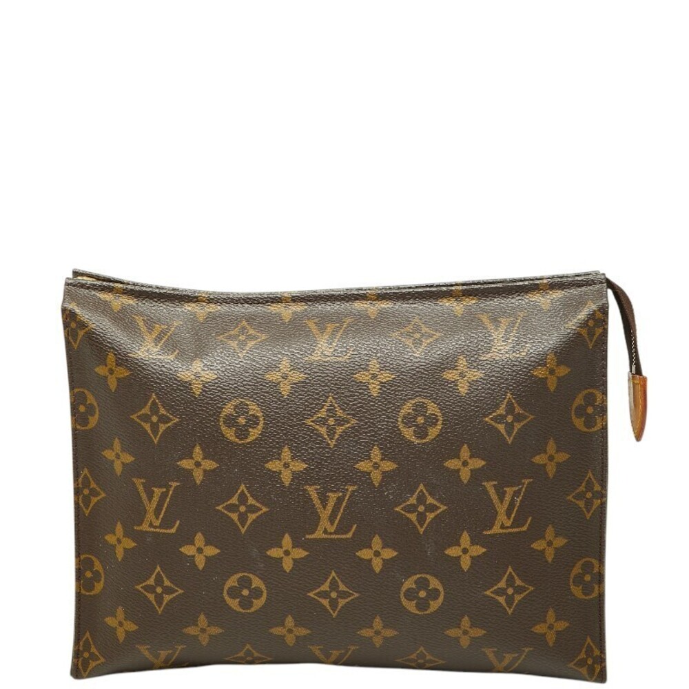 Louis Vuitton Monogram Pochette Toilette Pouch Bag Pouch Leather Shoulder Brown